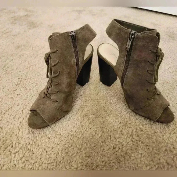 Jessica Simpson Womens 6.5 Brown Lace Up Peep Toe Suede Wedge Platform Shoes - Picture 2 of 8